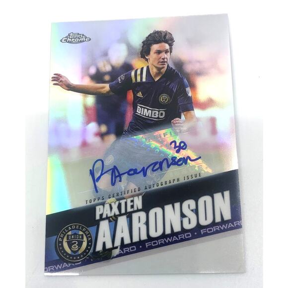 2022 Topps Chrome MLS Autographs #14 Paxten Aaronson Philadelphia Union - Picture 1 of 6